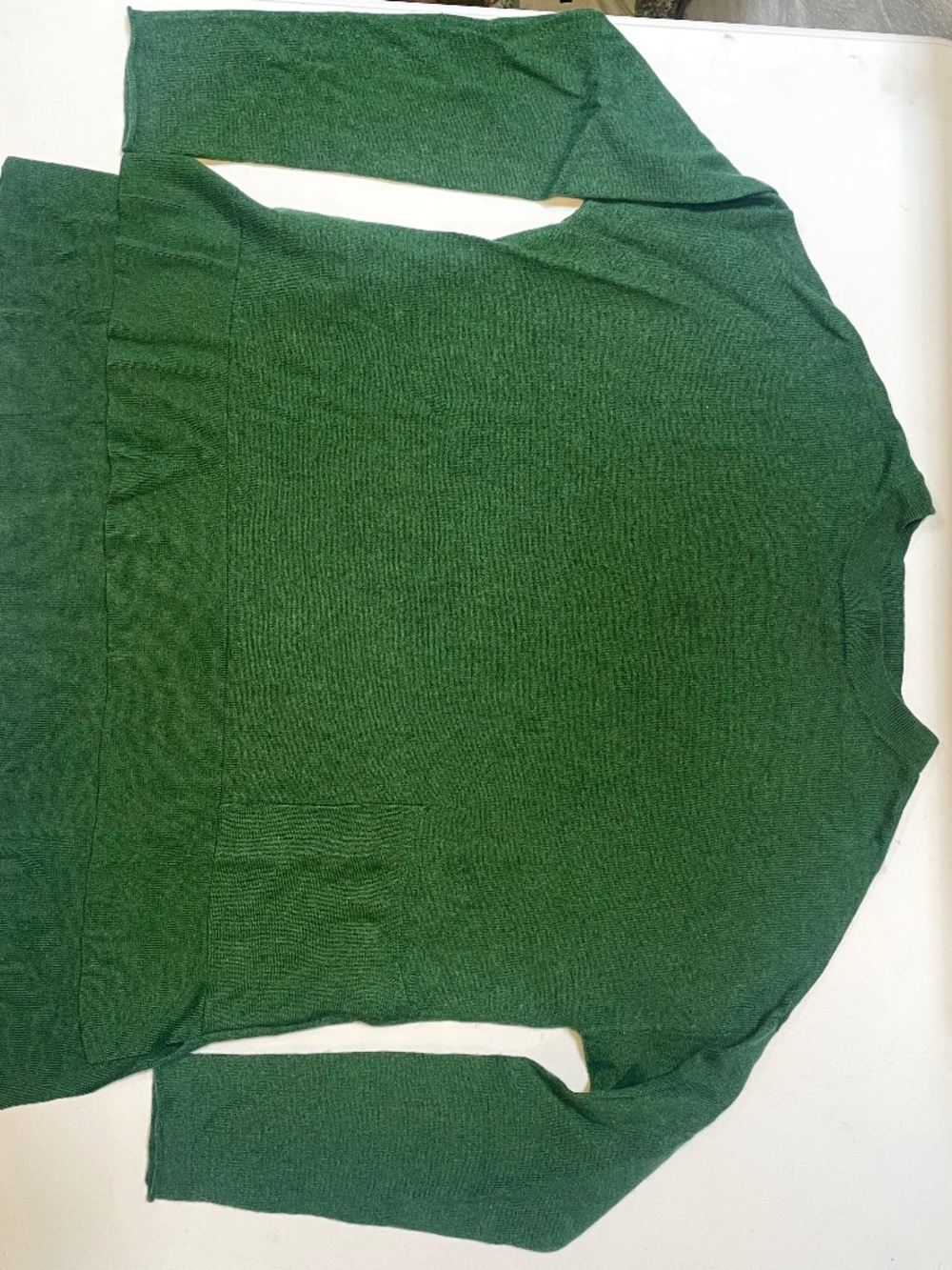 EILEEN FISHER Green Tencel & Merino Wool Side Pocket Sweater - Women’s Small
